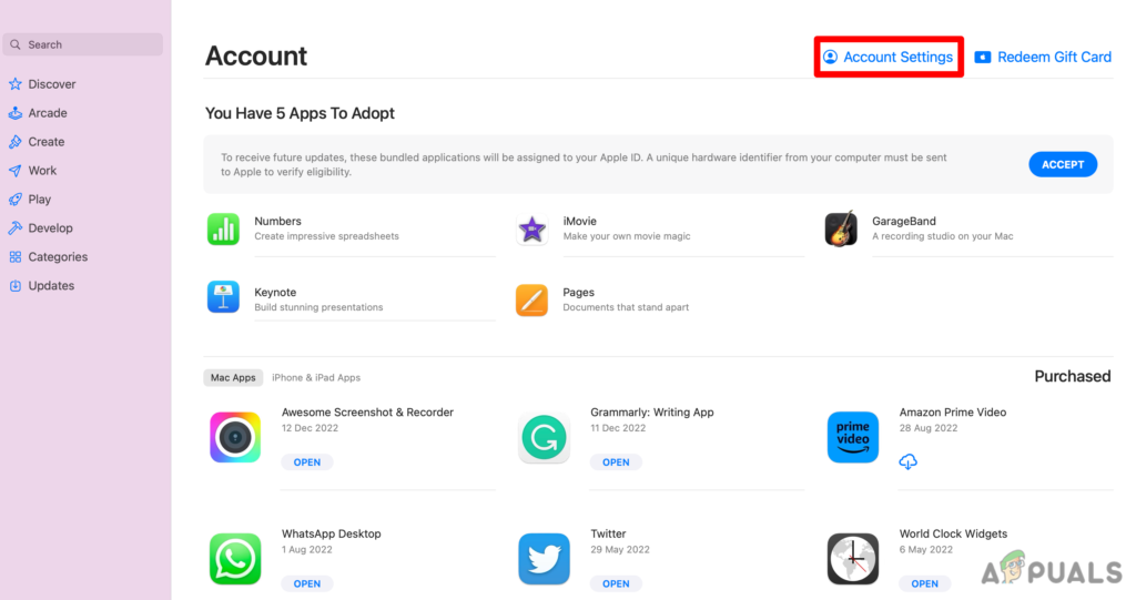 Click on Account Settings