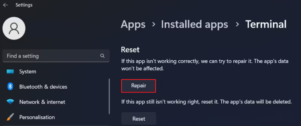 repair terminal